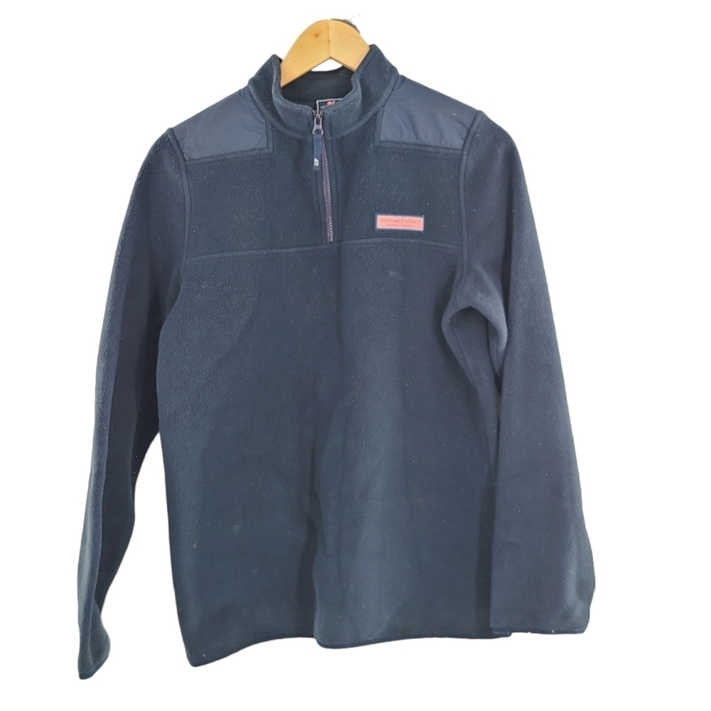 Vineyard Vines Youth Boys Sherpa Fleece Navy Blue Jacket Full Zip Sz XL (18/20).
